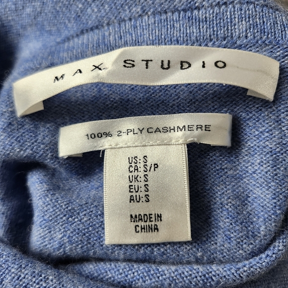 MAX STUDIO Women's 100% Cashmere‎ Cowl Neck Sweater Light Heather Blue Small - Picture 2 of 10